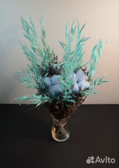 Букет из сухих цветов (лаванда, хлопок, овёс)