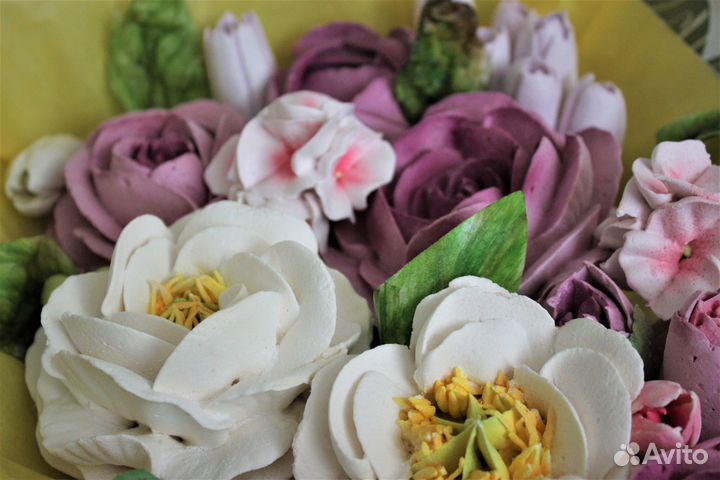 Подарочные коробки и букеты из зефирных цветов