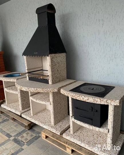 Модульная зона барбекю, мангальный комплекс, печь