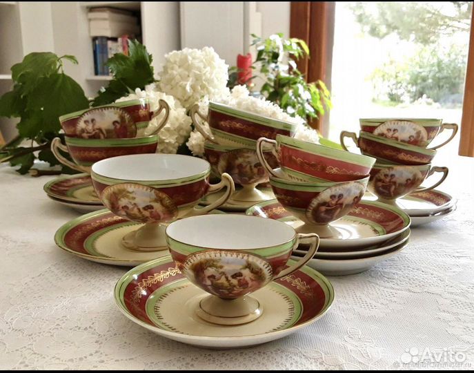 Антикварная кофейная пара 19 век Австрия