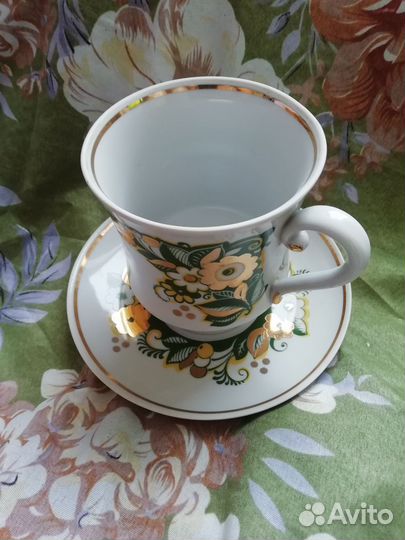 Полтавский фарфоровый завод бокал с блюдцем СССР