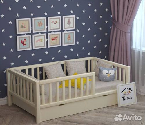 Кроватка из массива сингл от 2х лет высокий борт