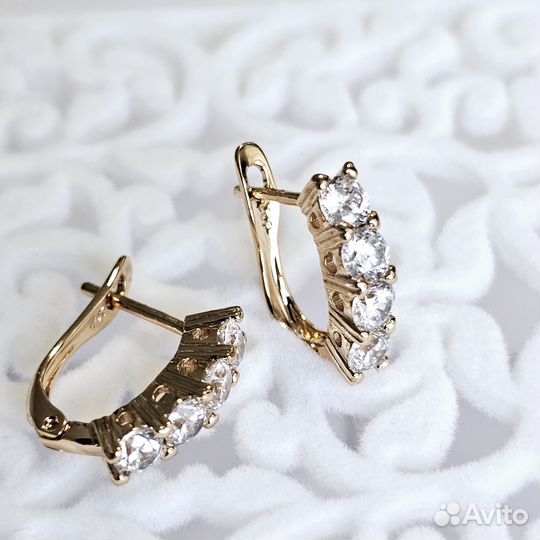 Серьги дорожки с фианитами