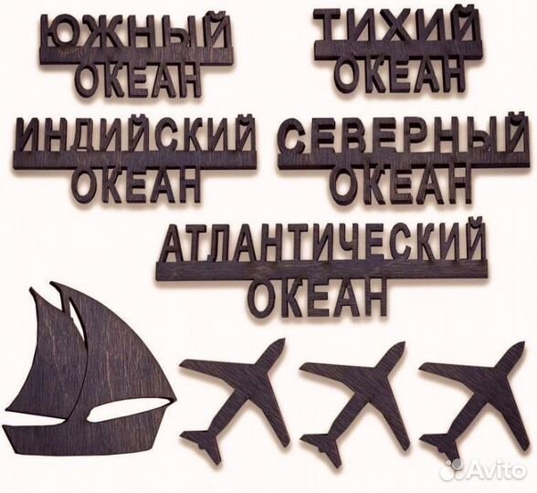 Карта мира из дерева с подсветкой