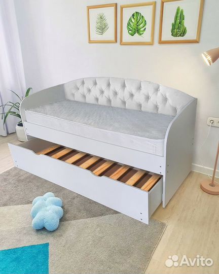 Кровать лдсп мягк спинка для малыша 2е спальное