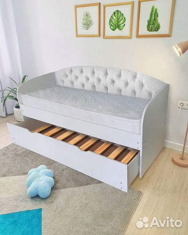 Кровать лдсп мягк спинка для малыша 2е спальное