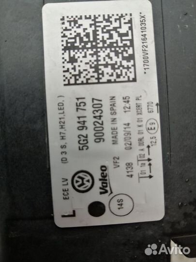 Фара Левая Ксенон Гольф 7 5G1941751 В сборе