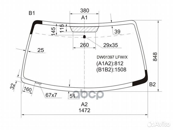 Стекло лобовое mazda tribute 00-07/ford maveric