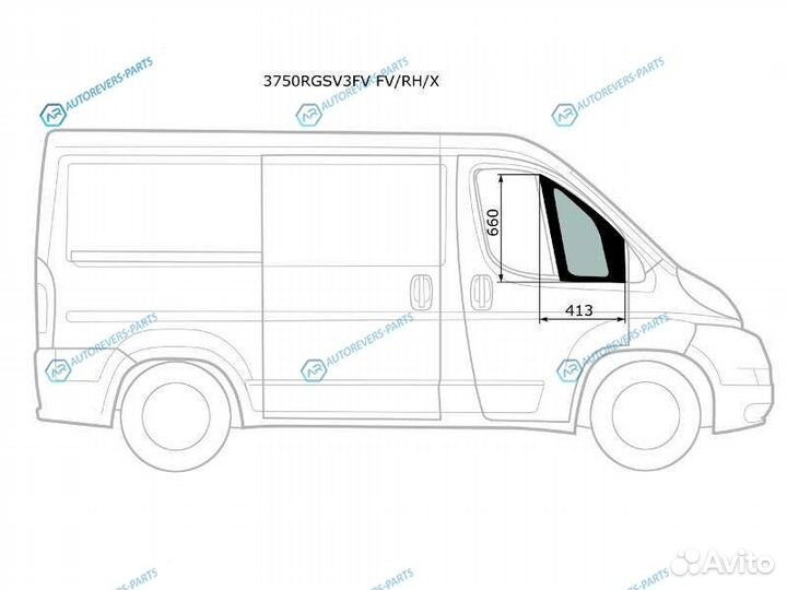 3750rgsv3FV fvrhx Стекло форточки (уголок) передне