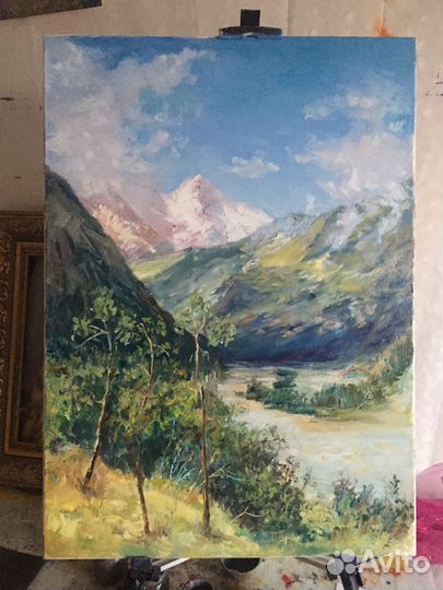 Картина маслом «Горные вершины»