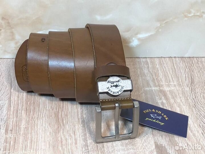 Ремень Paul&Shark yachting мужской кожаный. Коричн
