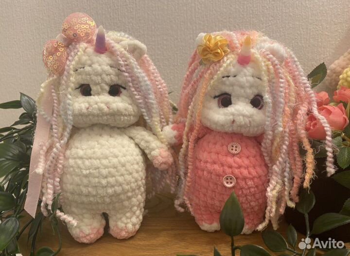 Игрушки из плюшевой пряжи, ручная работа