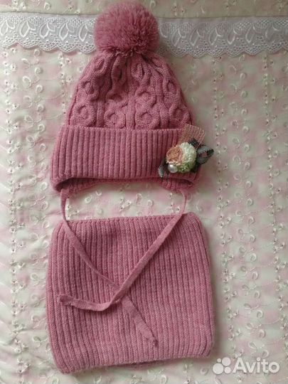 Комплект шапка, снуд весна-осень 52-54