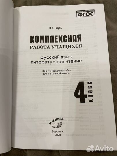 Комплексная работа учащихся Голубь 4 класс