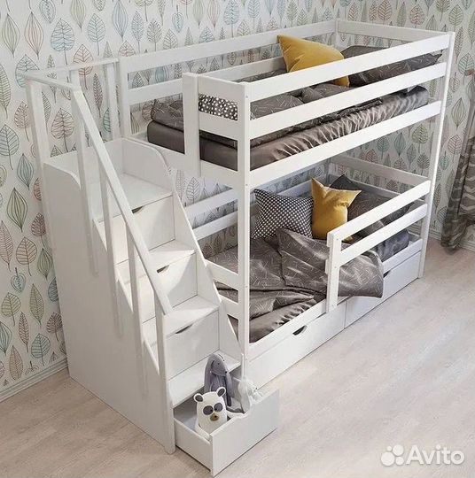 Двухъярусная кровать с лестницей комодом 160х80