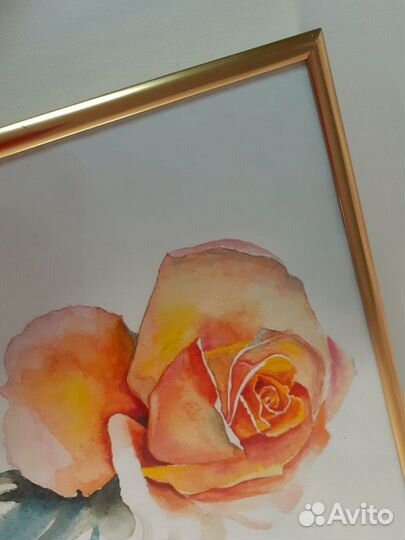 Картина акварель цветы роза А4