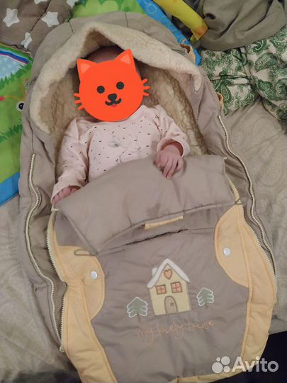 Зимний конверт в коляску, на овчине
