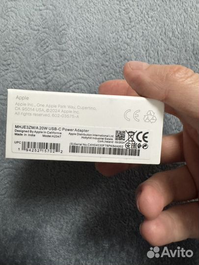 Оргинал Apple 20w power adapter USB-C