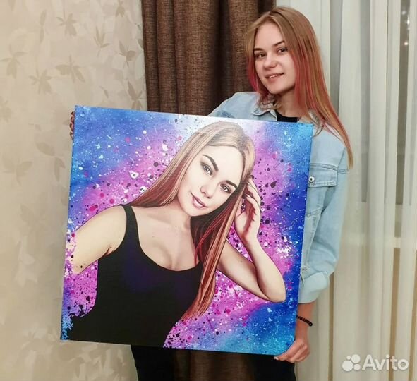 Портрет на холсте c фото
