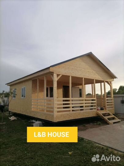 Каркасный дачный домик 8х6