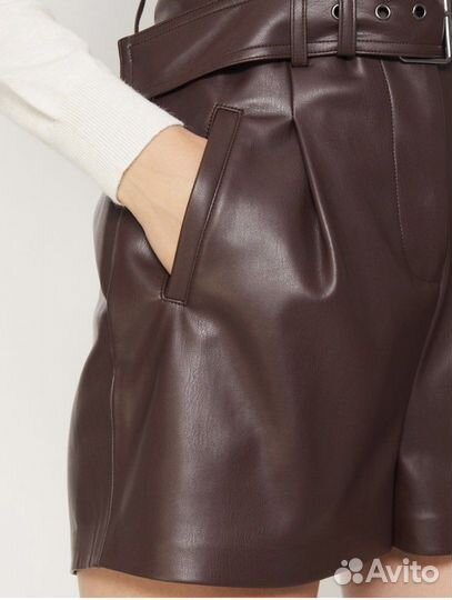 Шорты кожаные коричневые Zolla