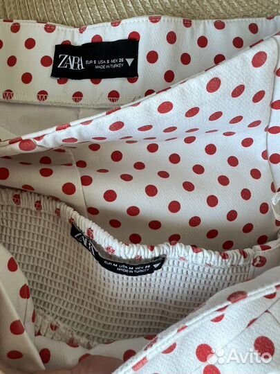 Костюм Zara в горошек S шорты и топ бюстье
