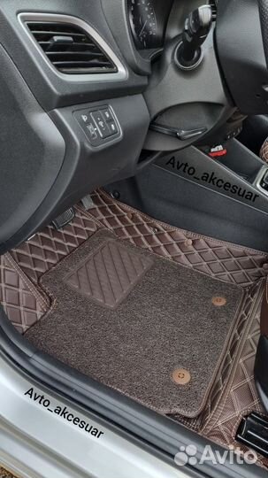 Чехлы Хендай Солярис / Киа Рио - VW Polo Коричнев