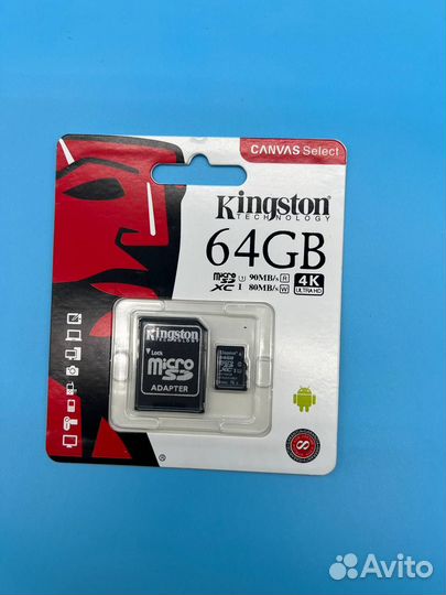 Micro SD карта Kingston Canvas Select 64 Gb