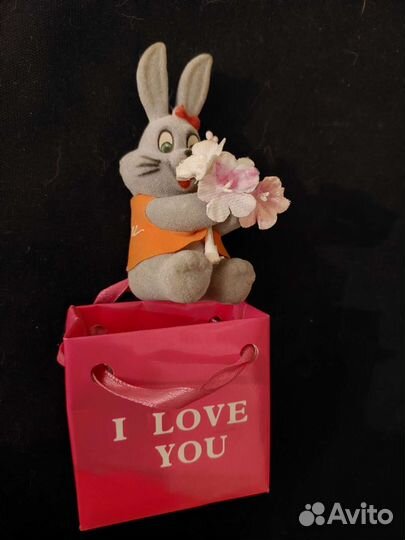 Сувенир из плюша, кролик и бегемотик