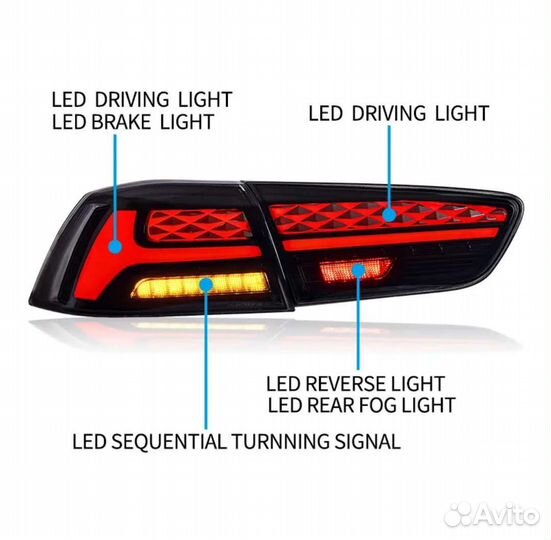 Тюнинг задние фонари Mitsubishi Lancer X '06-16г
