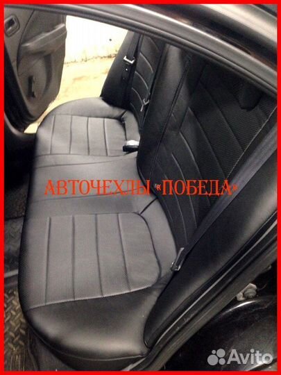 Чехлы Nissan Almera Classic из экокожи чёрно-серые