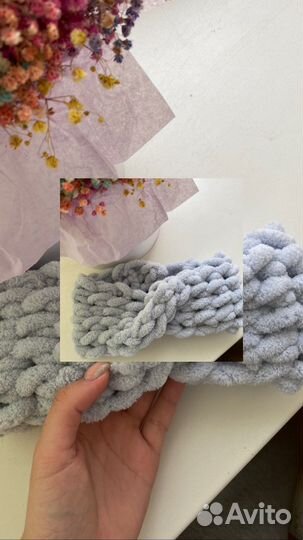 Повязка на голову вязаная детская женская