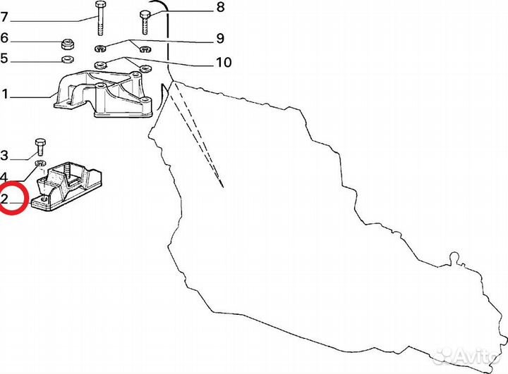 Опора двигателя правая 7601889 Fiat Ducato