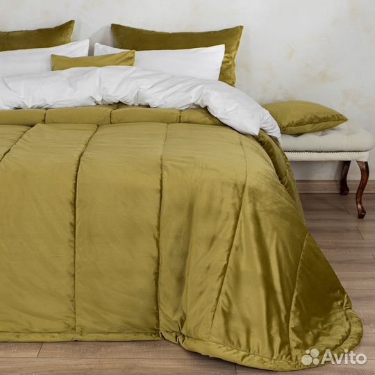 Покрывало бархат Беллиссимо Темный янтарь на крова