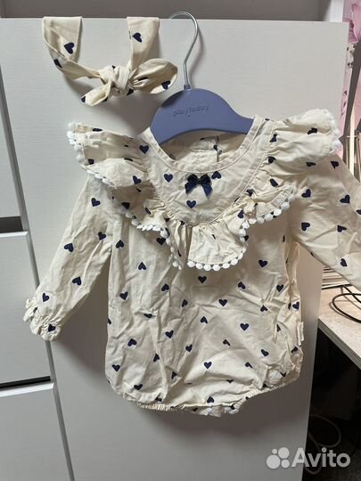 Боди для девочки с сердечками 80
