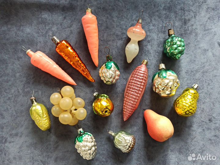 Елочные игрушки СССР овощи фрукты