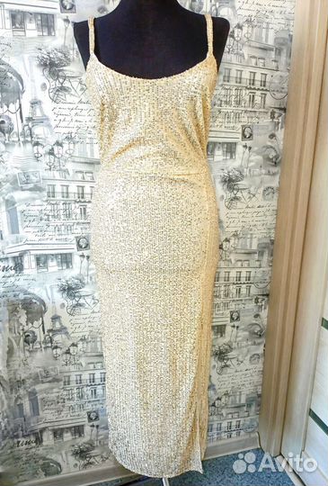 Платье с пайетками длинное вечернее 44р