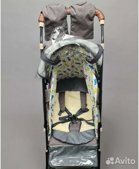 Санки-коляска Galaxy Glory Gloss, серо-коричневый