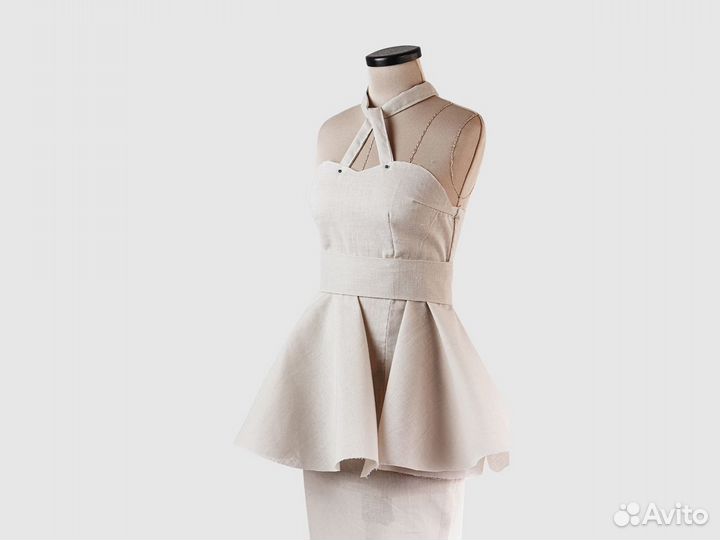 Ткань батист бежевый 65 г/м2, отрез 9 метров