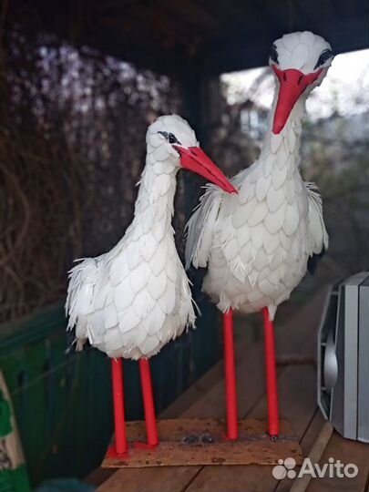 Садовые фигуры (аисты, фламинго, павлин, ослик)