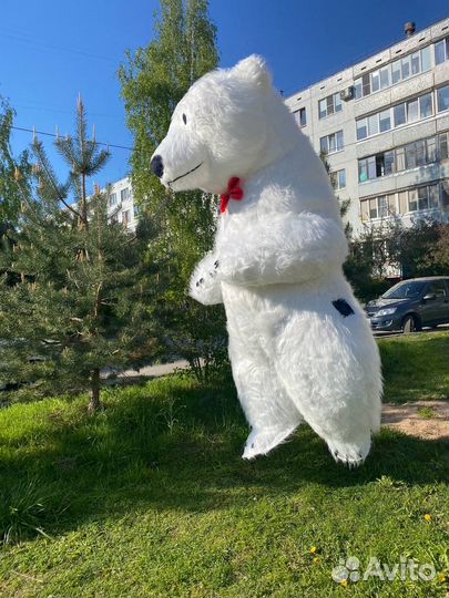 Костюм ростовой куклы Белый Мишка с улыбкой 2,6 m