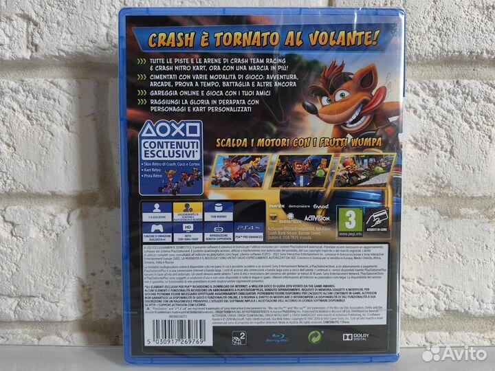 Crash Team Racing Nitro-Fueled PS4 новый диск