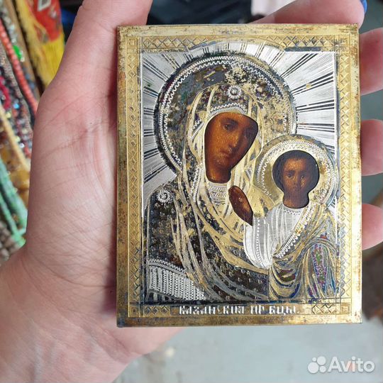 Икона Казанской божьей матери серебро 84 проба