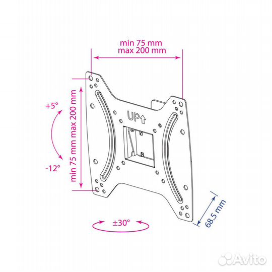 Кронштейн для телевизора наклонно-поворотный