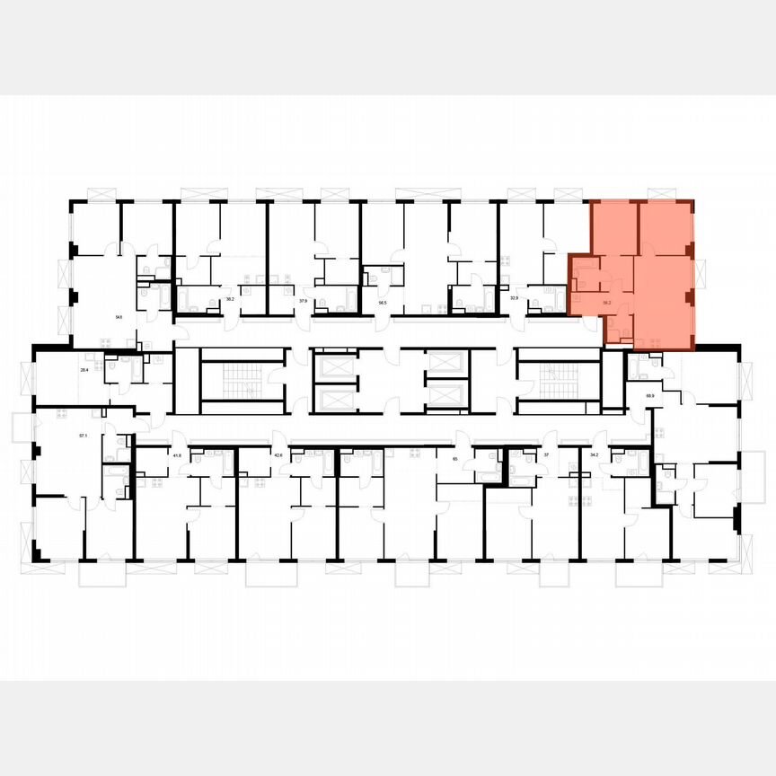 2-к. квартира, 56,2 м², 12/24 эт.