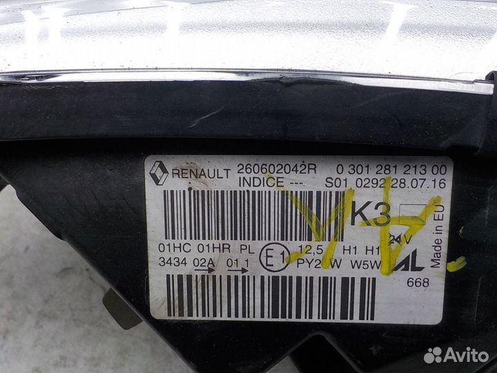 Фара левая на Renault Kaptur