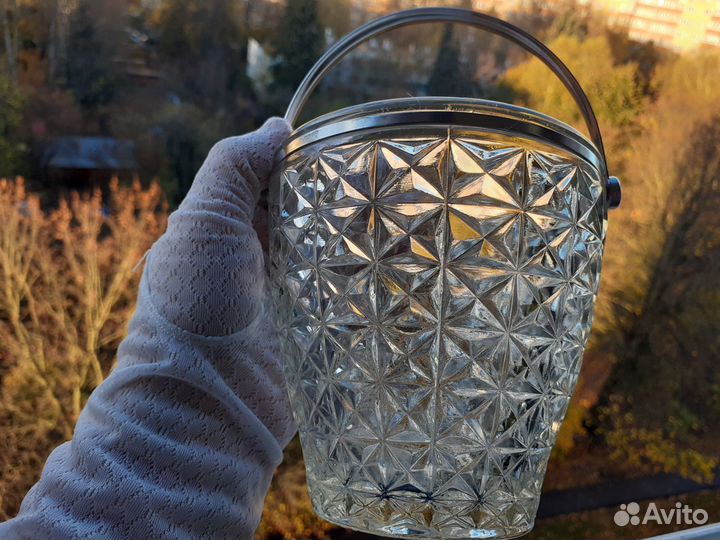 Вазы хрусталь СССР. 3 вида. Ведерко Круг Лист