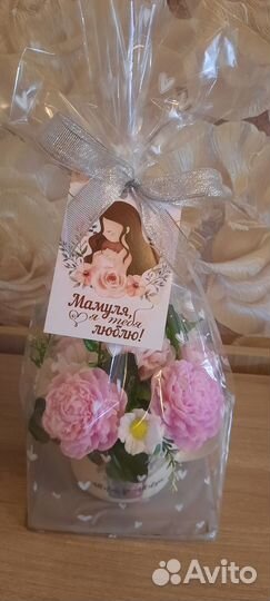 Букет из мыла в подарочной кружке