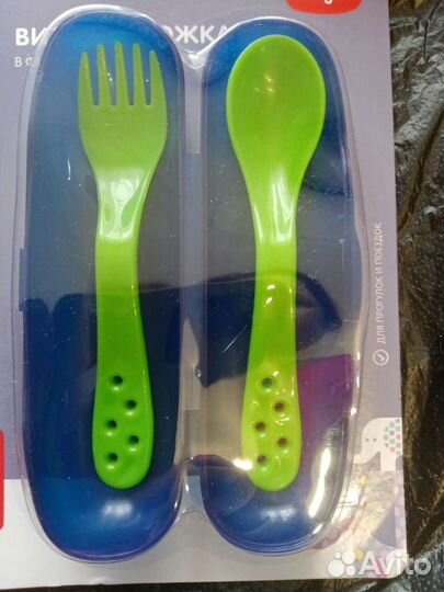 Ложка детская с вилочкой