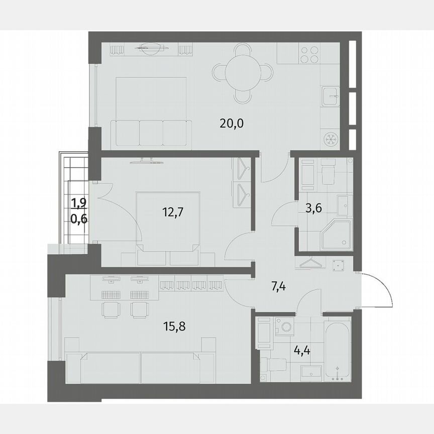 2-к. квартира, 64,5 м², 5/6 эт.